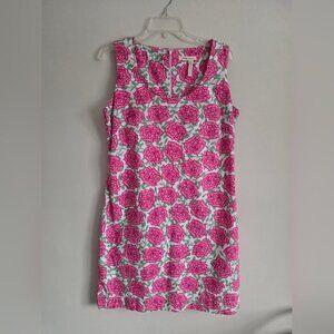 HATLEY | Resort Dress with a pink rose floral pattern Cotton Sz 14